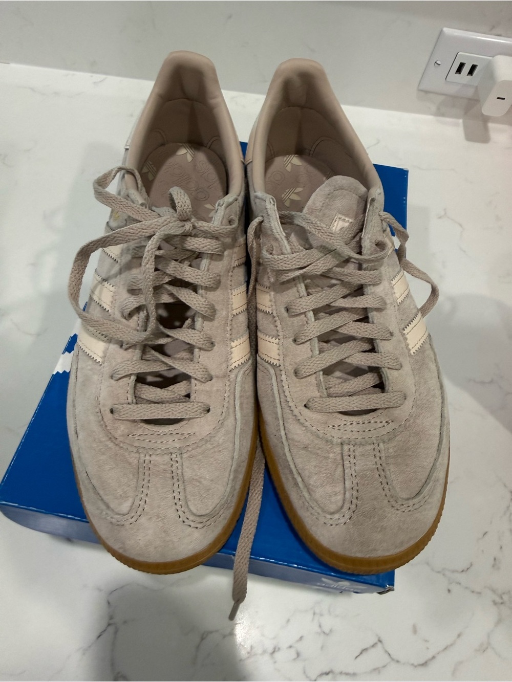 Adidas Handball Spezial Women’s Beige Suede Sneakers with Gum Sole